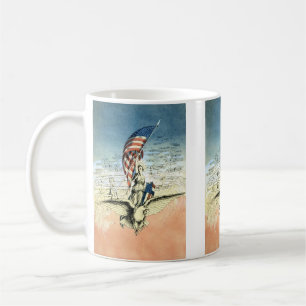 Caneca De Café Vintage Patriotic, Águia Americana Andando com Ba