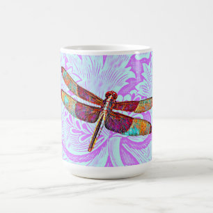 Caneca De Café Vintage Pattere and Colorful Dragonfly Mug Cup