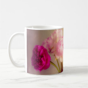Caneca De Café Vintage Peony Buquê em Vaso de Vidro