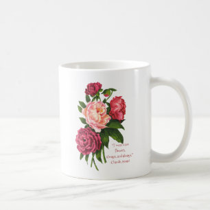 Caneca De Café Vintage Peony Flower Monet Cotação Floral