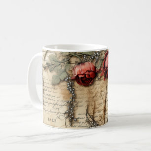 Caneca De Café Vintage - Pergaminho - Carta de Amor com Flores (4