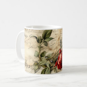 Caneca De Café Vintage - Pergaminho - Carta de Amor com Flores (9