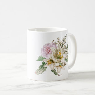 Caneca De Café Vintage Pink Rose Lily Nome do Buquê