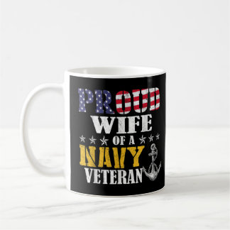 Caneca De Café Vintage Proud Wife Of A Navy For Veteran Gifts 