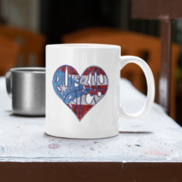 Caneca De Café Vintage Puerto Rico Flag Boricua Heart