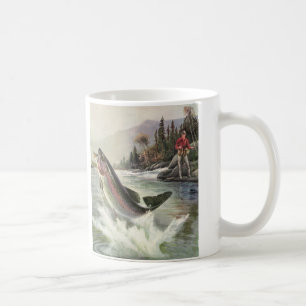 Caneca De Café Vintage Rainbow Trout Pescador Pesca de Peixes