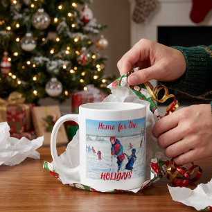 Caneca De Café VINTAGE Red & Blue HOLIDAYS Personalizar