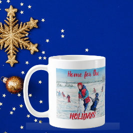 Caneca De Café VINTAGE Red & Blue HOME para os HOLIDAYS