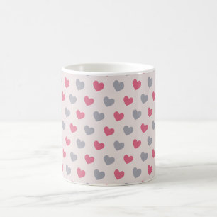 Caneca De Café Vintage Red & Cinza Heart Shape