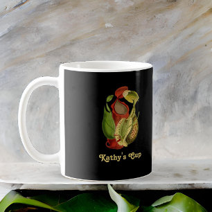 Caneca De Café Vintage Red Green Nepenthes Pitcher Nome das Plant