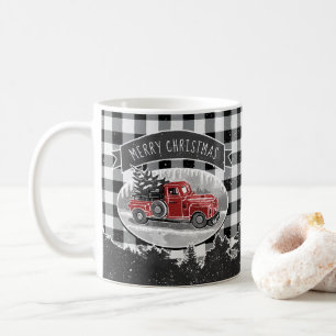 Caneca De Café Vintage Red Truck Black Buffalo Xadrez Natal