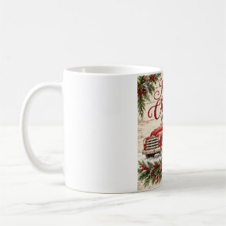 Caneca De Café Vintage Red Truck Christmas Farmhouse Art