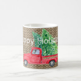 Caneca De Café Vintage Red Truck & Holiday Trees