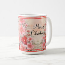 Vintage Red Watercolor Poinsettia Árvore de Natal