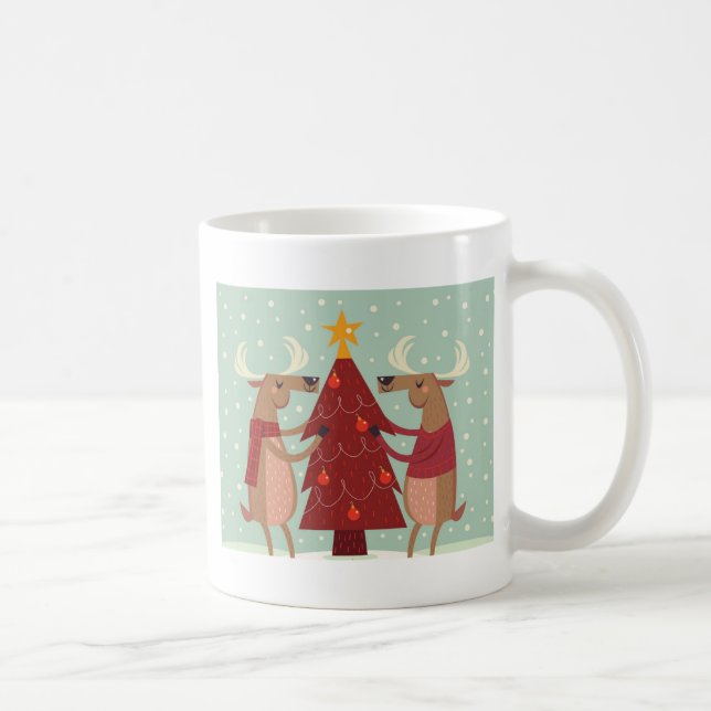 Caneca De Café Vintage renas Natal (Direita)