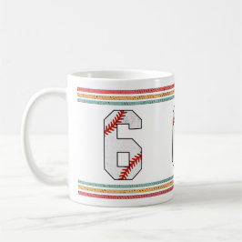 Caneca De Café Vintage Retro Beisebol Número 6 Old School