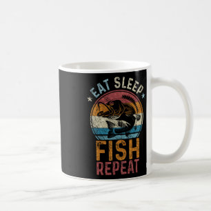 Caneca De Café Vintage Retro Comer Dormir Peixe Repita