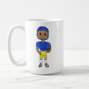 Caneca De Café vintage retro jogador de futebol azul amarelo simp