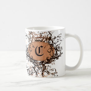 Caneca De Café Vintage Retro Patterno Monograma C