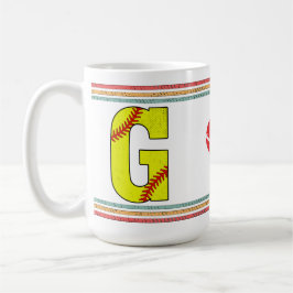 Caneca De Café Vintage Retro Softball Letter G Athletic