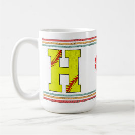 Caneca De Café Vintage Retro Softball Letter H Sports