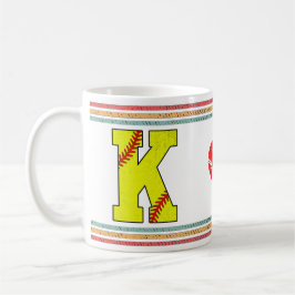 Caneca De Café Vintage Retro Softball Letter K Artwork