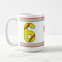 Caneca De Café Vintage Retro Softball Number 6 Old School