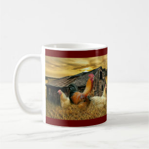 Caneca De Café Vintage Rooster Hens Russo Barn Coop
