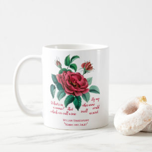 Caneca De Café Vintage Rosa vermelha Shakespeare "Romeu e Julieta
