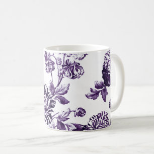 Caneca De Café Vintage roxo Toile floral No.2 do Mulberry preto