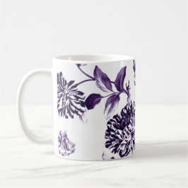 Caneca De Café Vintage roxo Toile floral No.2 do Mulberry preto