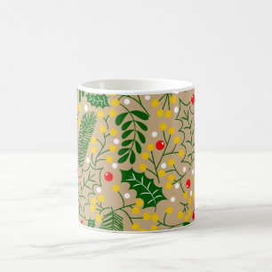 Caneca De Café Vintage Rustic Greenery Holly Berry Natal