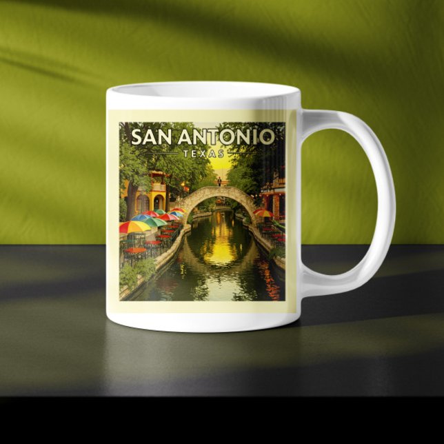 Caneca De Café Vintage San Antonio Texas (Criador carregado)