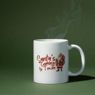 Caneca De Café Vintage Santa Claus: Papais noeis Comemorando a Ci