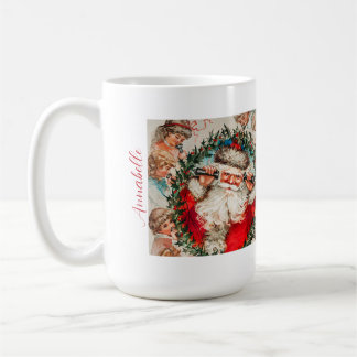 Caneca De Café Vintage Santa Claus Personaliza o Natal