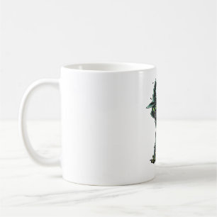 Caneca De Café Vintage Scary Halloween Black Green Eyed Cat Witch