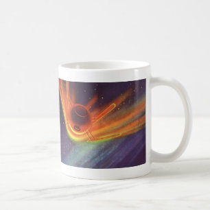 Caneca De Café Vintage Science Ficting, Foguete Brilhante no Espa