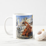 Caneca De Café Vintage Science Ficting Futurística Guerra de Alie<br><div class="desc">Imagem de Vintage: aliens futuristas de ficção científica e robôs. Um clássico design futurista fictício fictício apresentando aliens em uma luta ou batalha em uma metrópole do futuro com prédios em ruínas ao redor deles.</div>