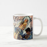 Caneca De Café Vintage Science Fiction, Woman Lab Experiment<br><div class="desc">Imagem de ficção científica em Vintage, mostrando uma mulher em um tubo em um laboratório sendo examinado por cientistas.</div>