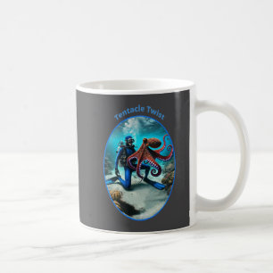 Caneca De Café Vintage SCUBA Diver Dancing with a Big Octopus URM