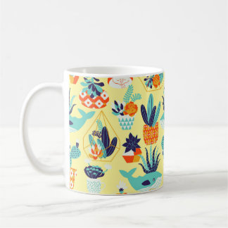 Caneca De Café Vintage seamless pattern with succulents and cactu