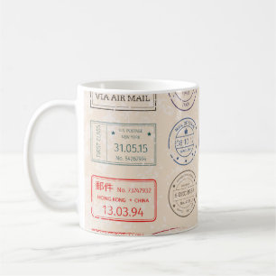 Caneca De Café Vintage set vintage postage stamps from countries 