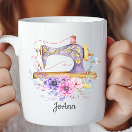 Caneca De Café Vintage Sewing Machado Floral