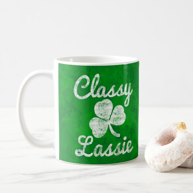 Caneca De Café Vintage Shamrock Classy Lassie Ruas. (Com Donut)