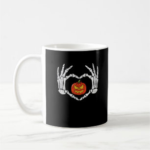 Caneca De Café Vintage Skeleton Mãos Pumpkin Outono Hallow