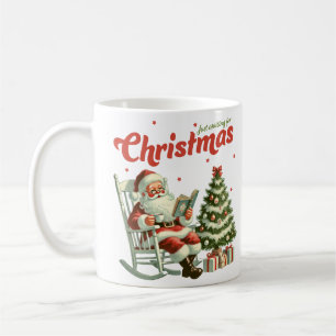 Caneca De Café Vintage só esperando o Natal Papai Noel