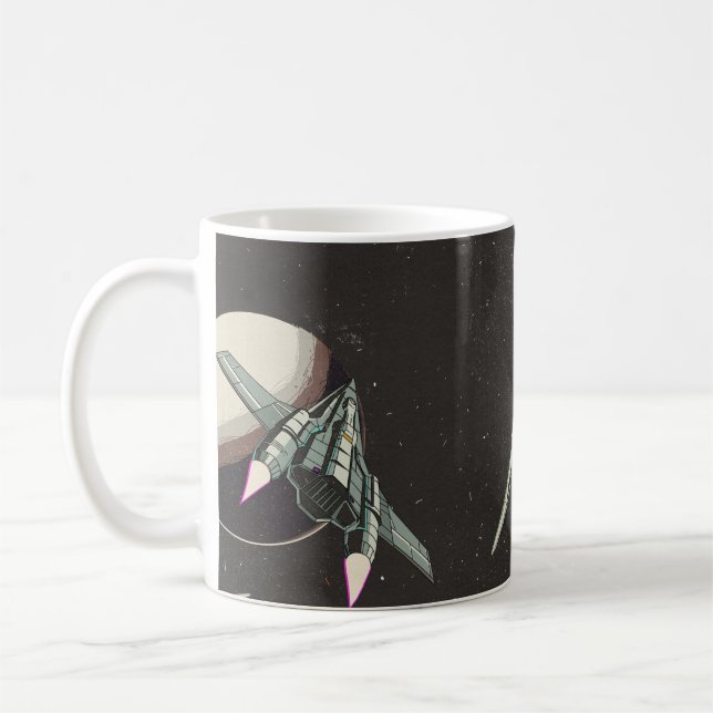 Caneca De Café vintage spaceship pattern (Esquerda)