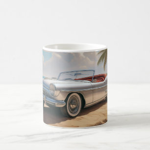 Caneca De Café Vintage Sports car numa praia tropical