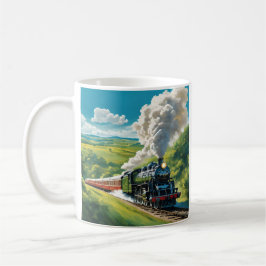 Caneca De Café Vintage Steam Train Scenic Illustration Mug