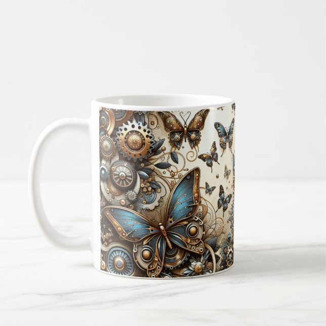Caneca De Café Vintage Steampunk Butterflies (Esquerda)